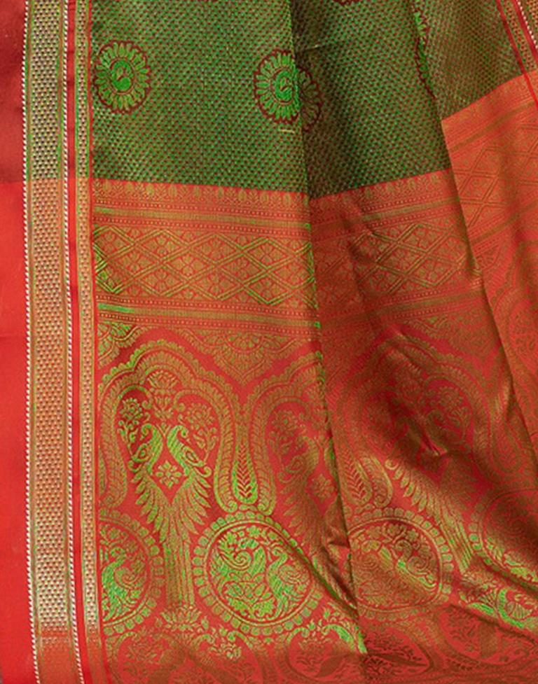 Green And Maroon Silk Saree