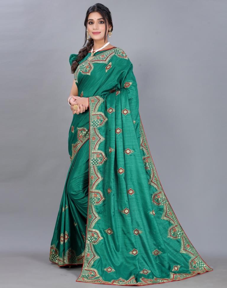 Green Embroidery Saree