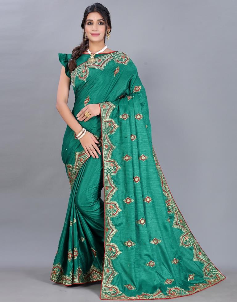 Green Embroidery Saree