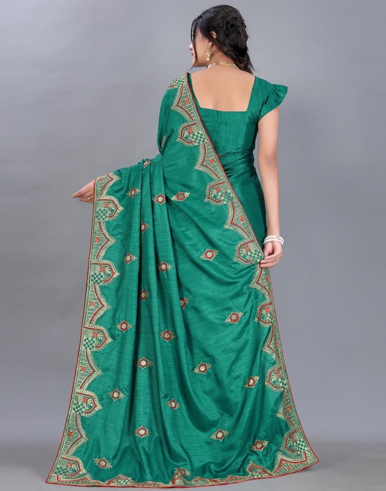 Green Embroidery Saree