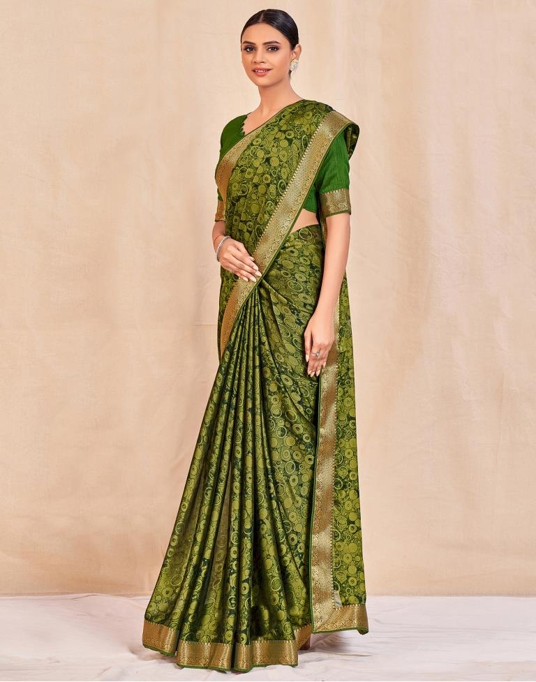 Olive Green Chiffon Saree