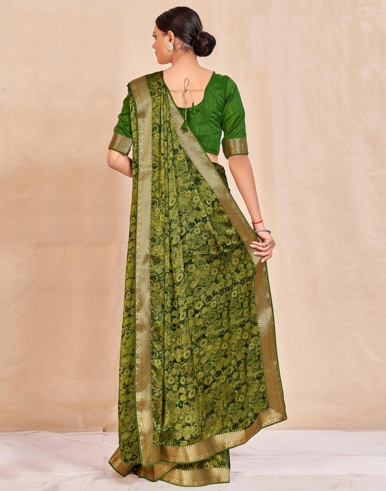 Olive Green Chiffon Saree