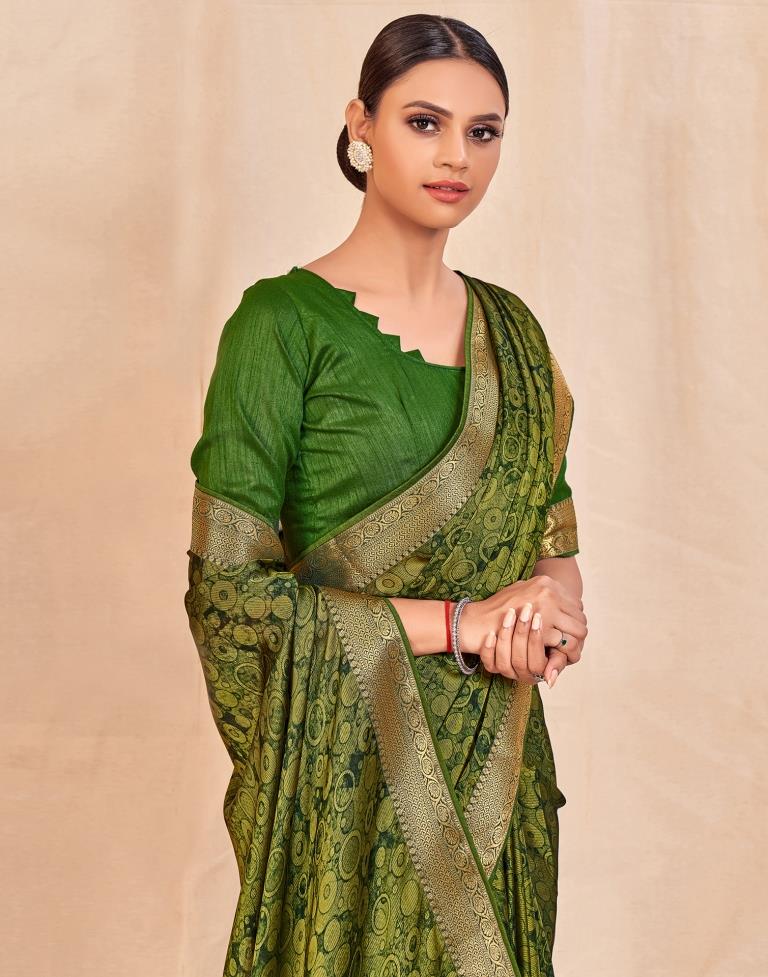 Olive Green Chiffon Saree