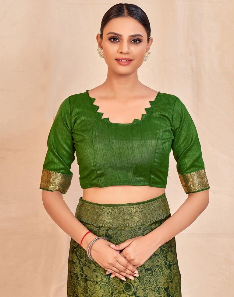 Olive Green Chiffon Saree