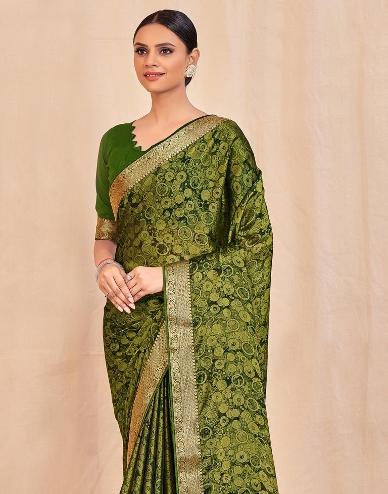 Olive Green Chiffon Saree