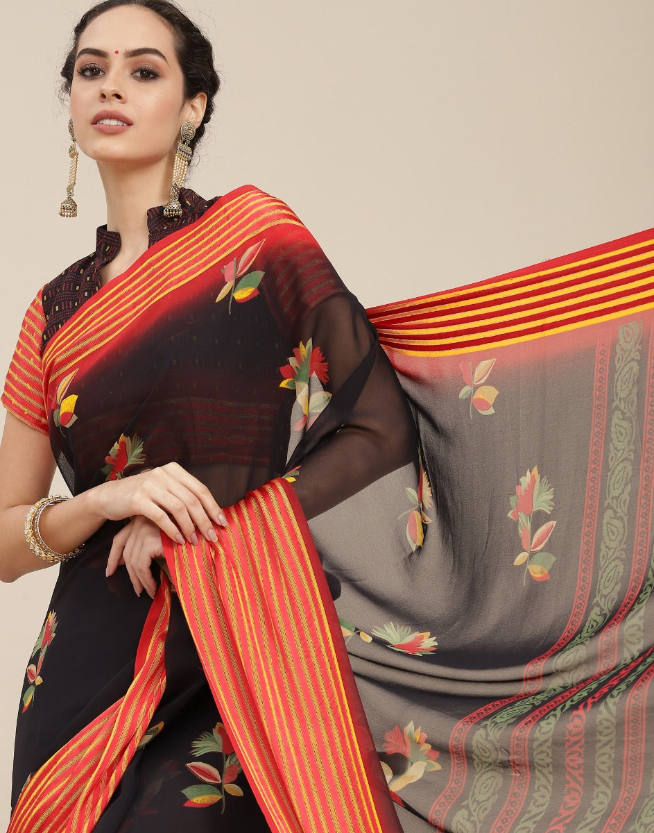 Black Georgette Saree