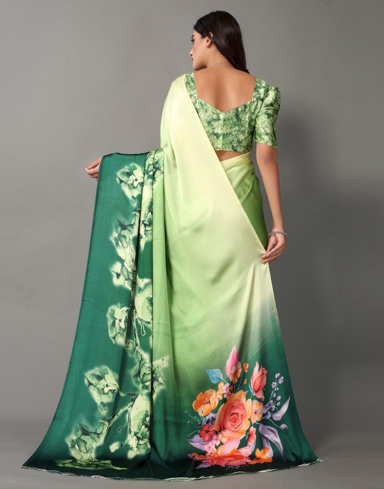 Green And Parrot Green Silk Saree