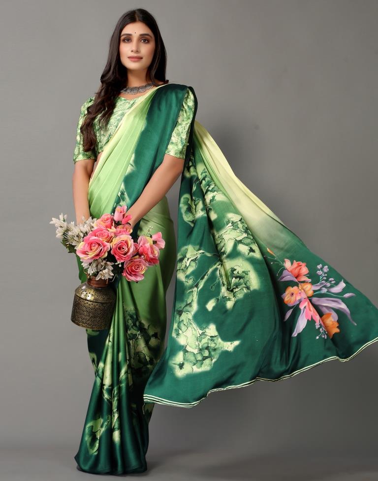 Green And Parrot Green Silk Saree