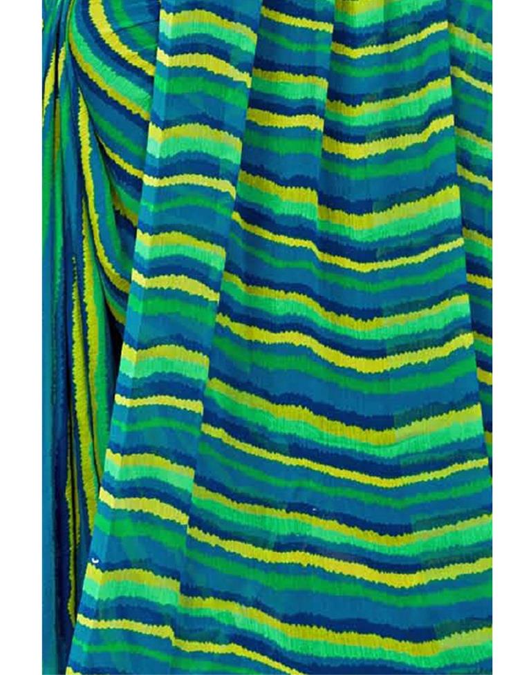 Green And Multicolored Chiffon Saree