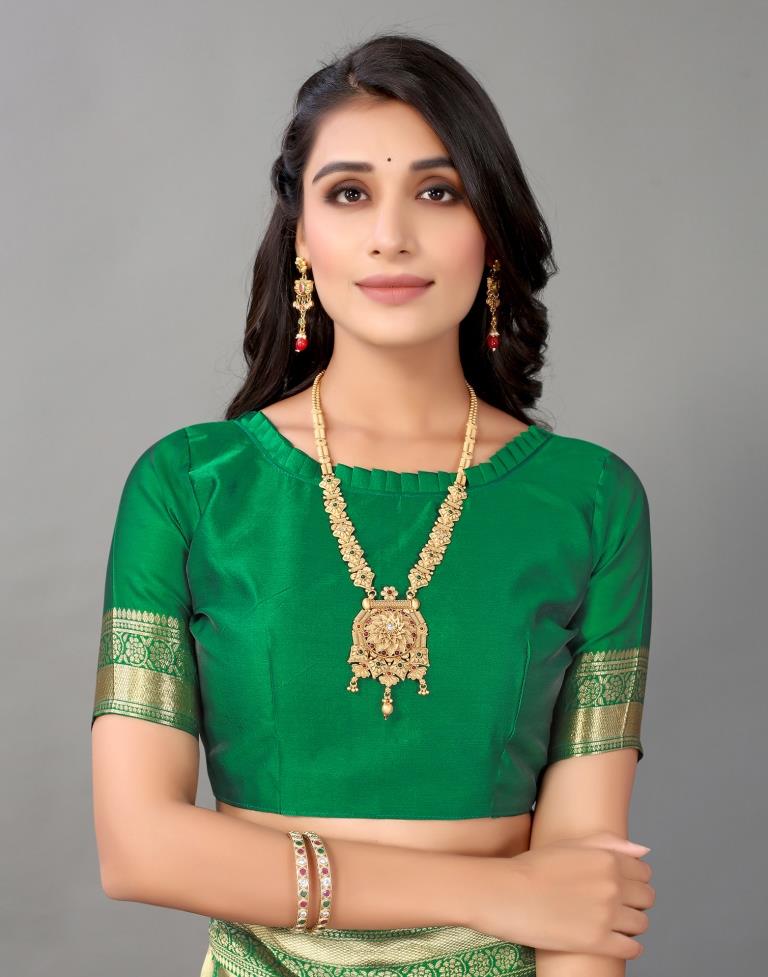 Green And Golden Silk Saree