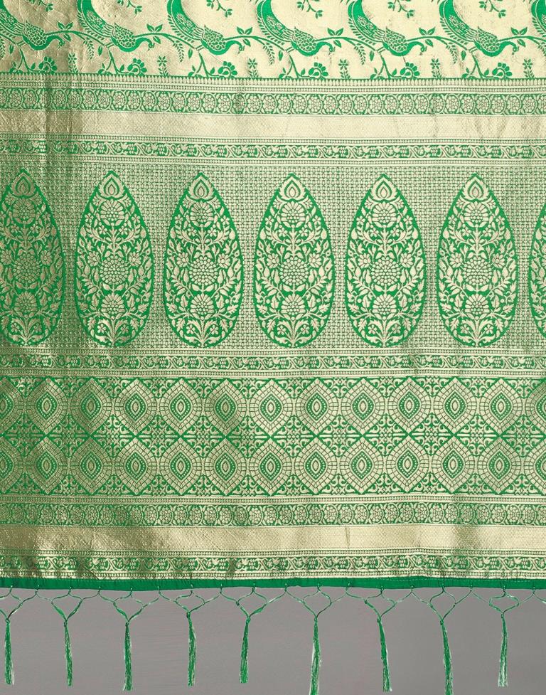 Green And Golden Silk Saree