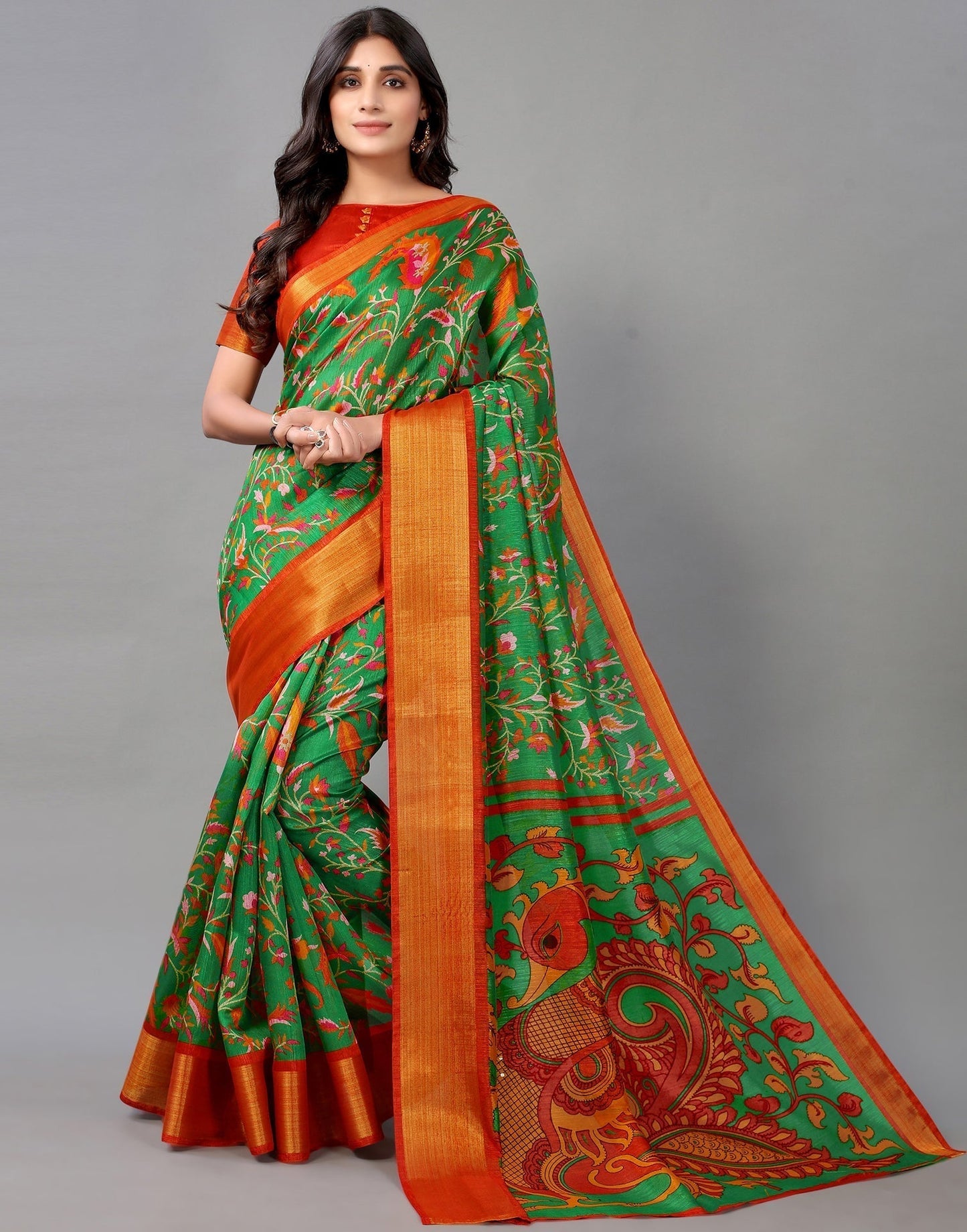 Green Cotton Saree