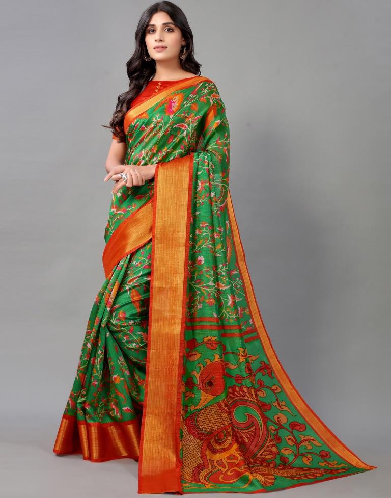 Green Cotton Saree