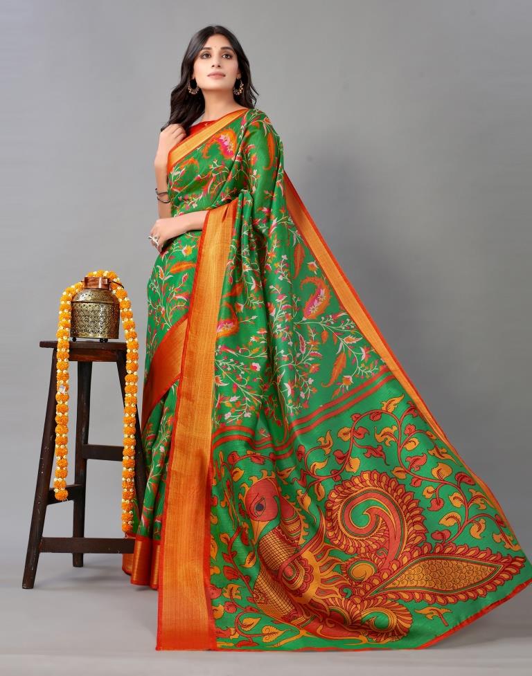 Green Cotton Saree