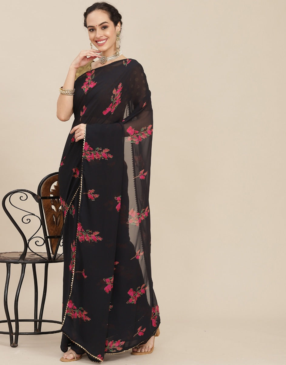 Black Georgette Saree