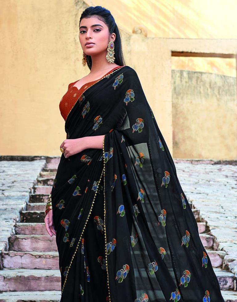 Black Georgette Saree