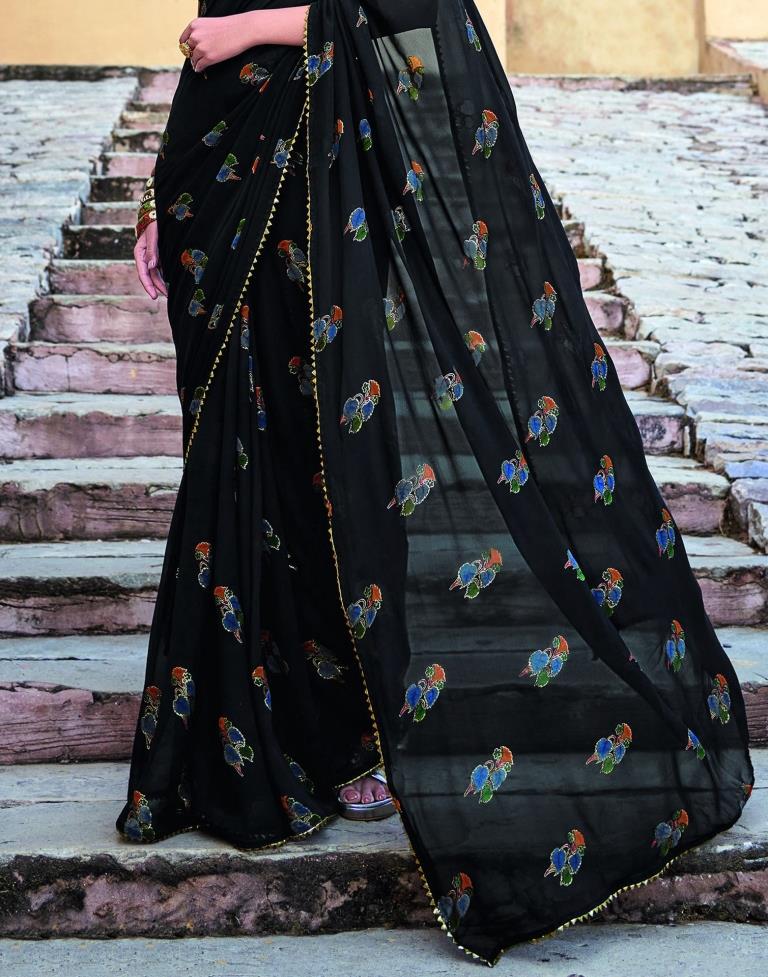 Black Georgette Saree