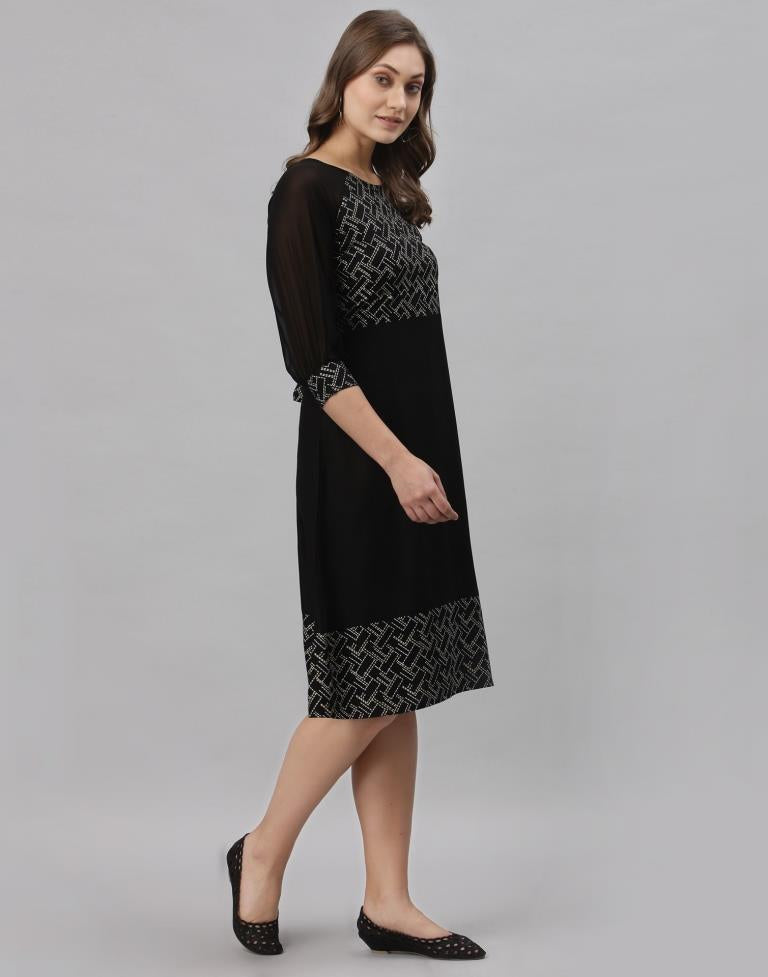 Black Coloured Rayon Mill Printed Dress