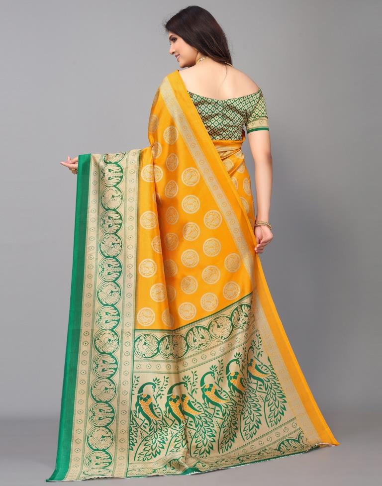 Beige And Light Orange Silk Saree