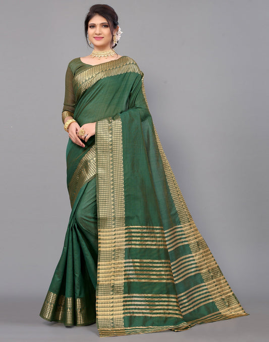 Green Cotton Saree