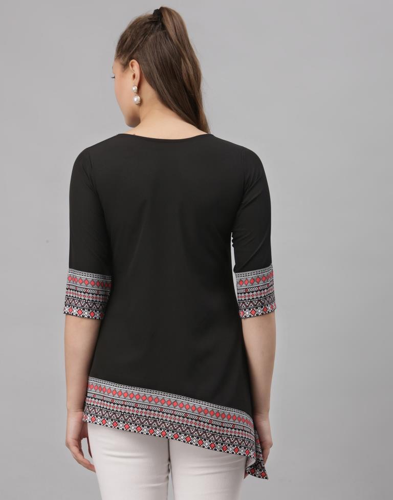 Black Digital Printed Top