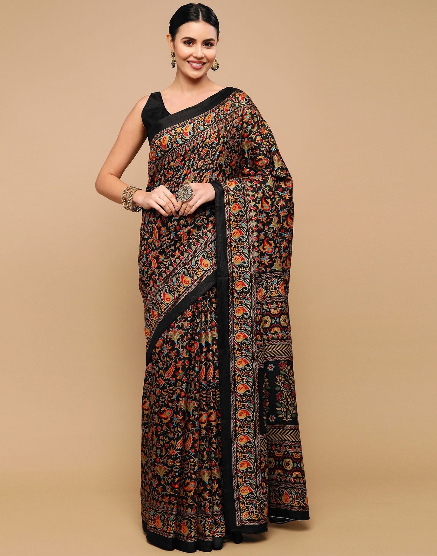 Black Printed Organza Saree