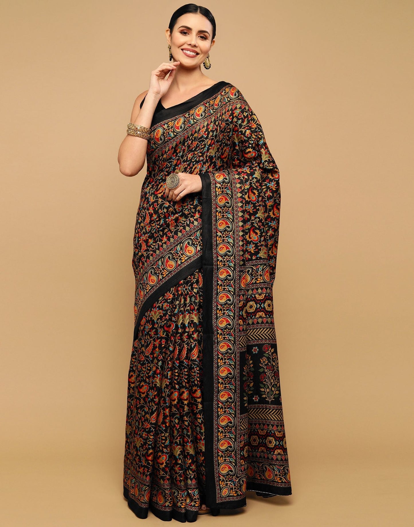 Black Printed Organza Saree