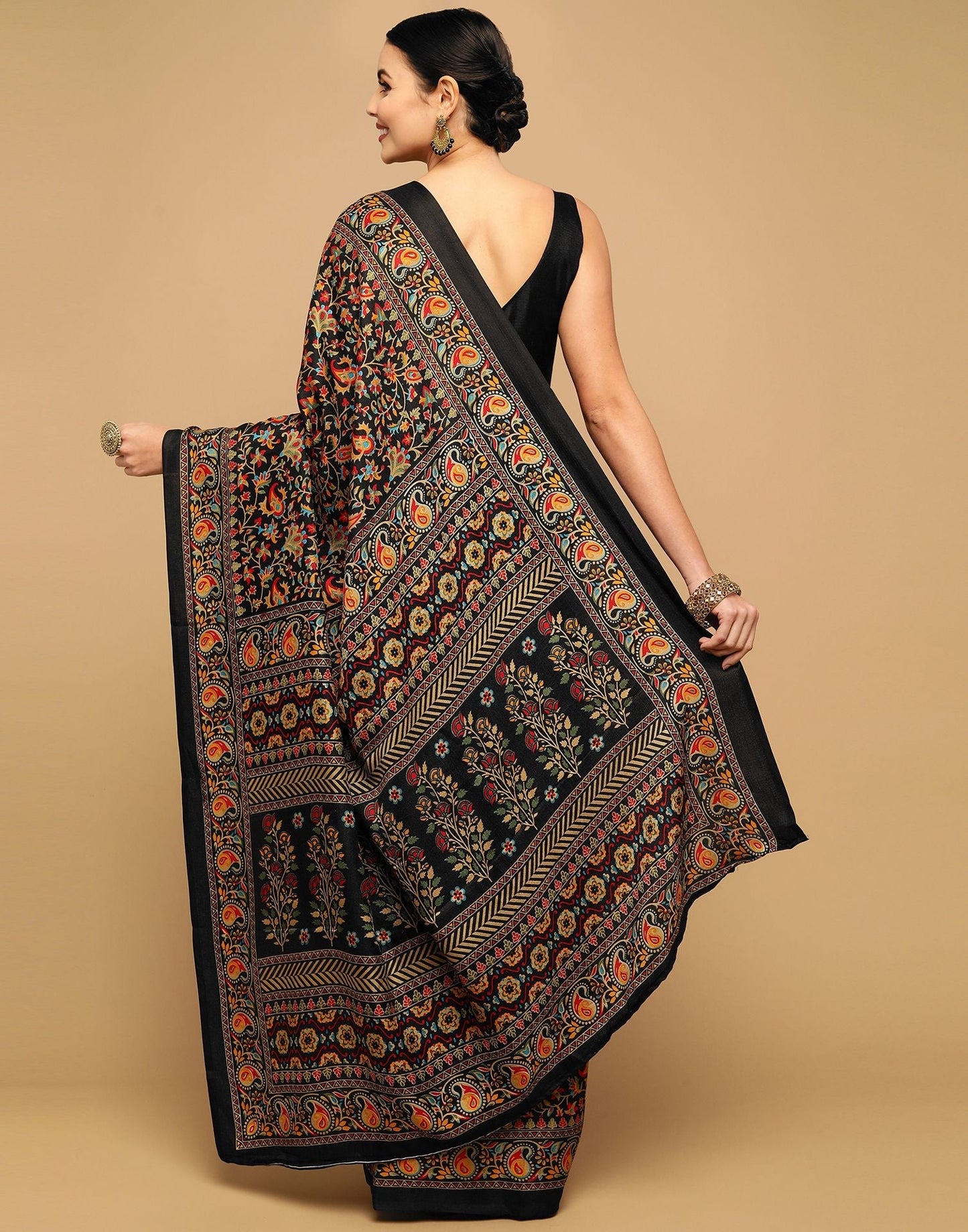 Black Printed Organza Saree