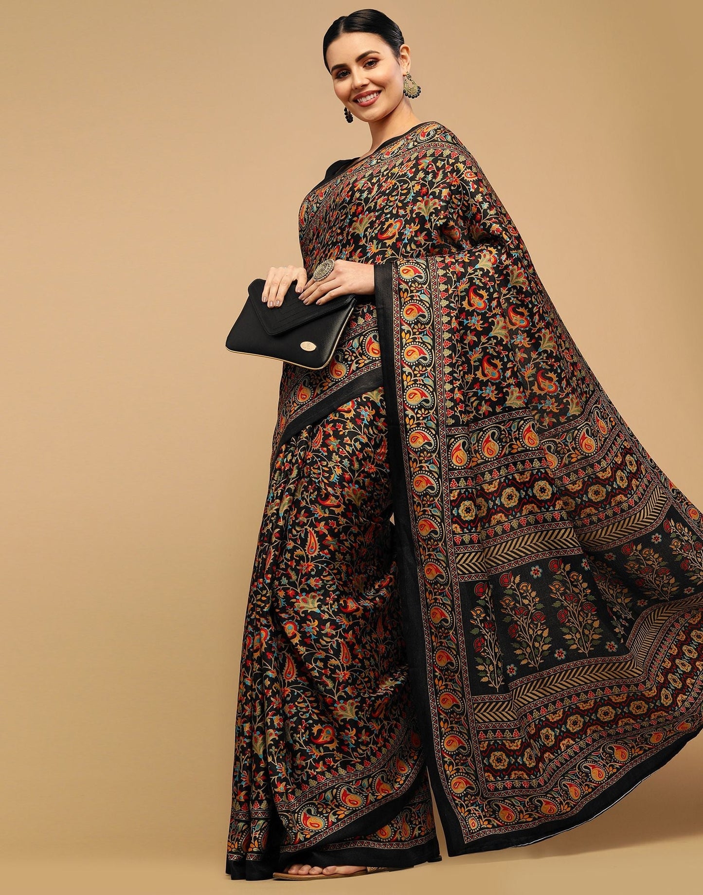 Black Printed Organza Saree