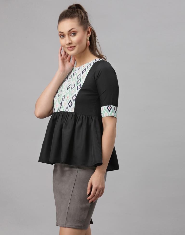 Black Digital Printed Top