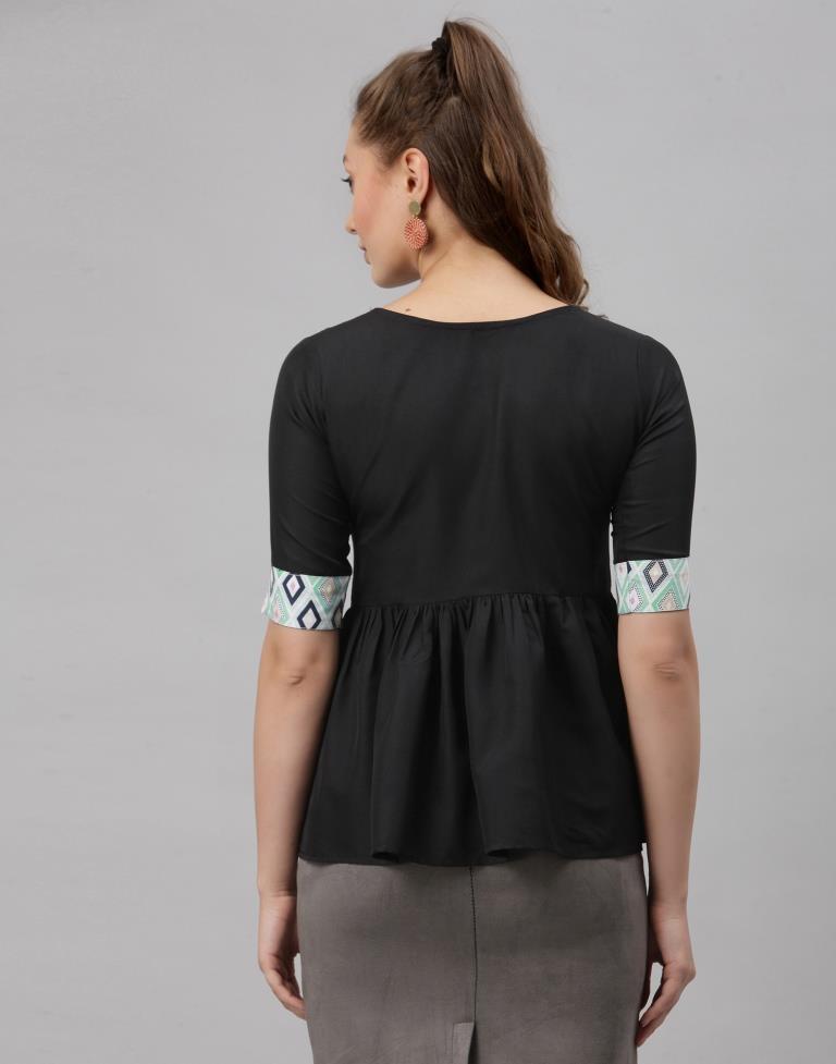 Black Digital Printed Top