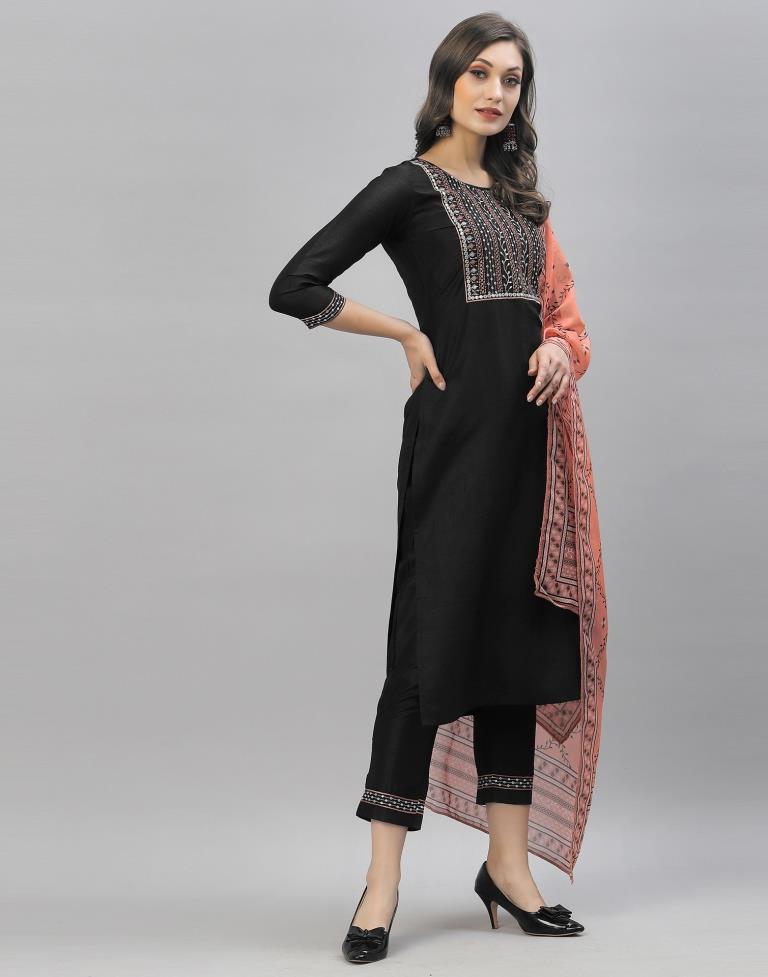 Black Kurti With Pant And Dupatta