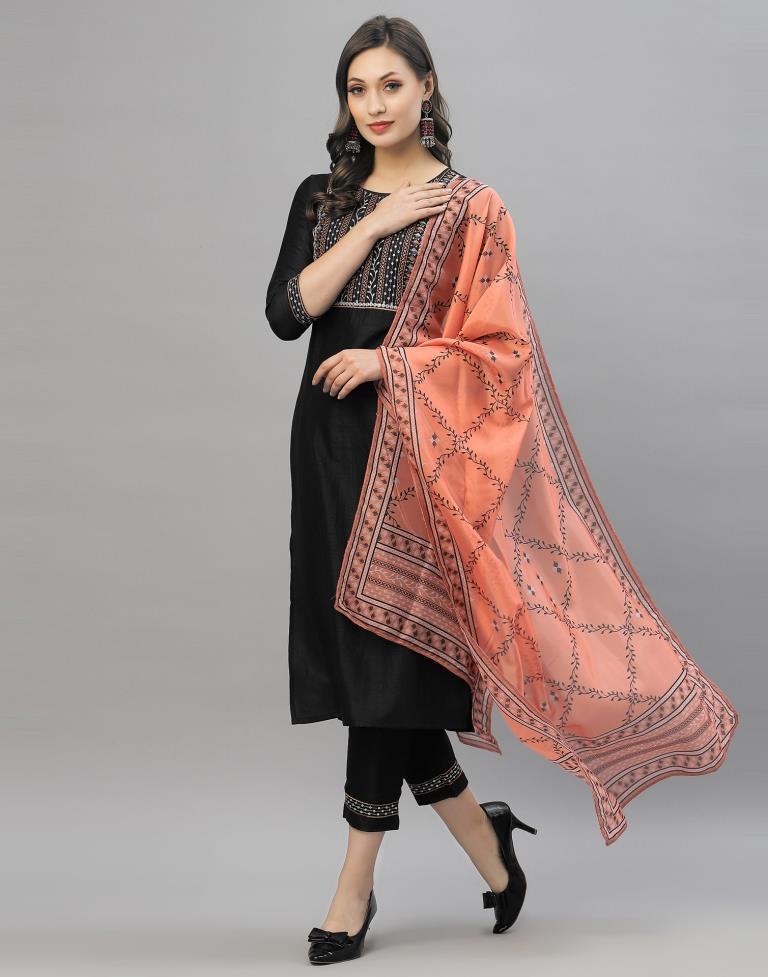 Black Kurti With Pant And Dupatta