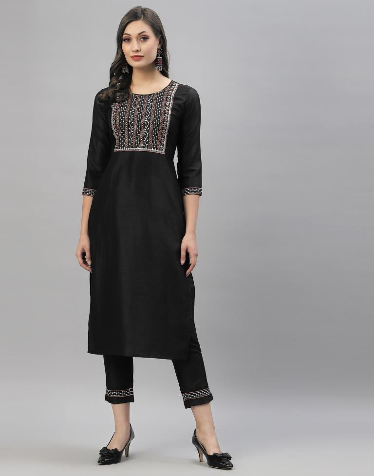 Black Kurti With Pant And Dupatta