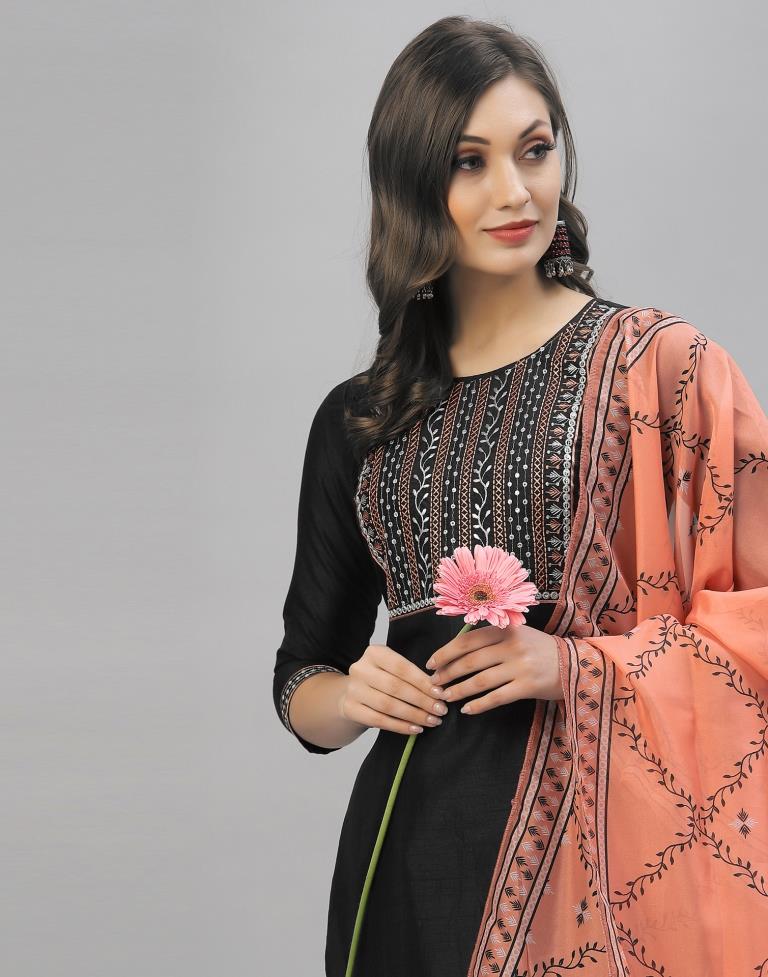 Black Kurti With Pant And Dupatta