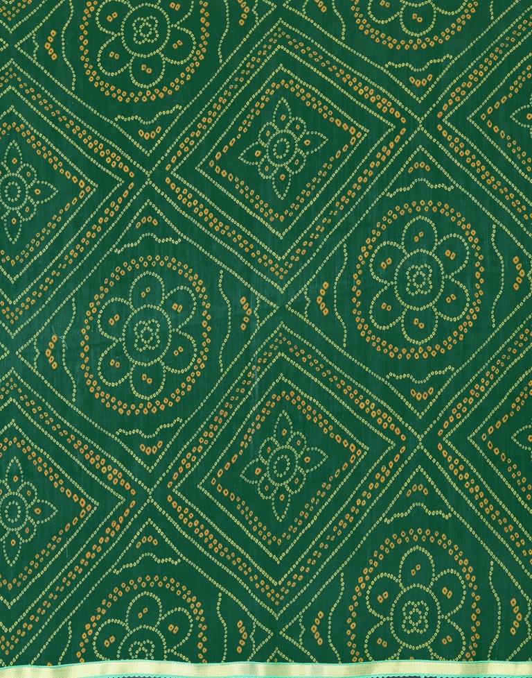 Green Bandhani Printed Saree