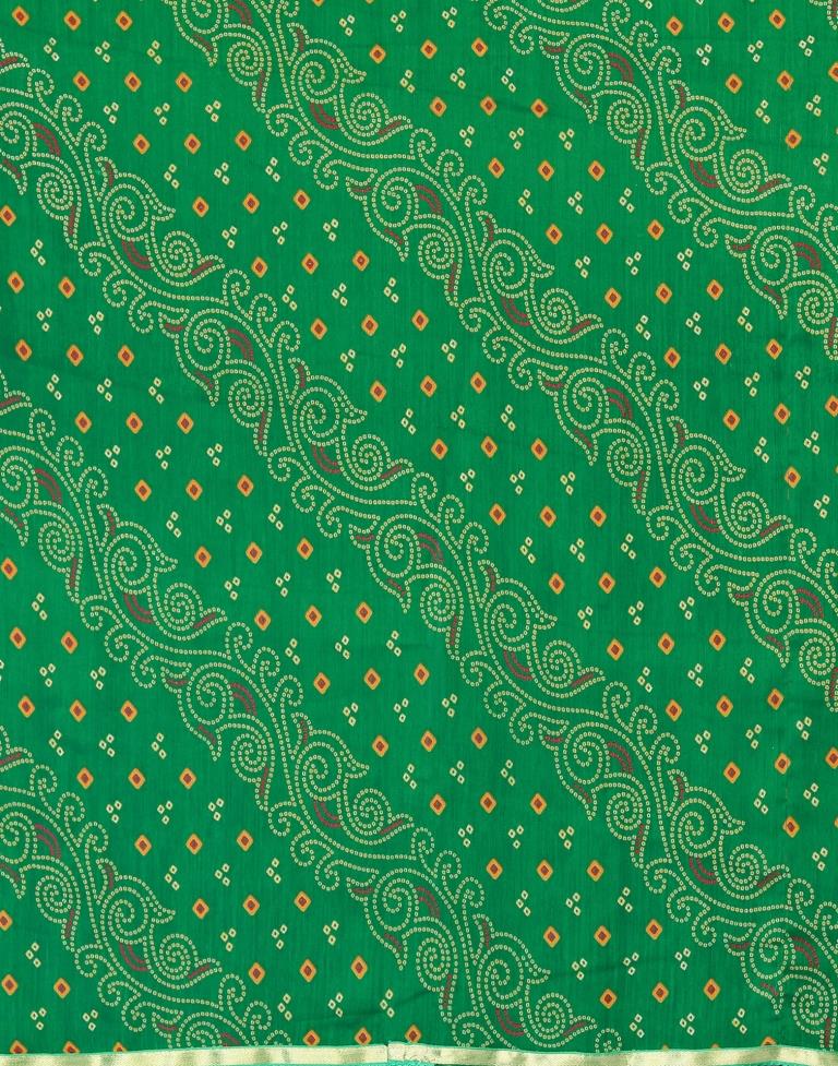 Green Bandhani Printed Saree