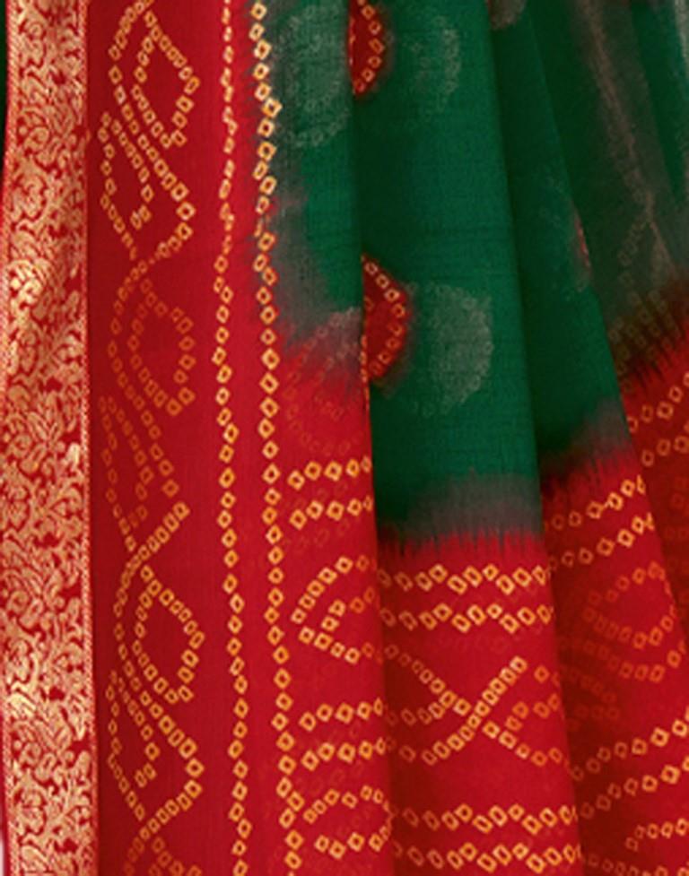 Green Bandhani Saree