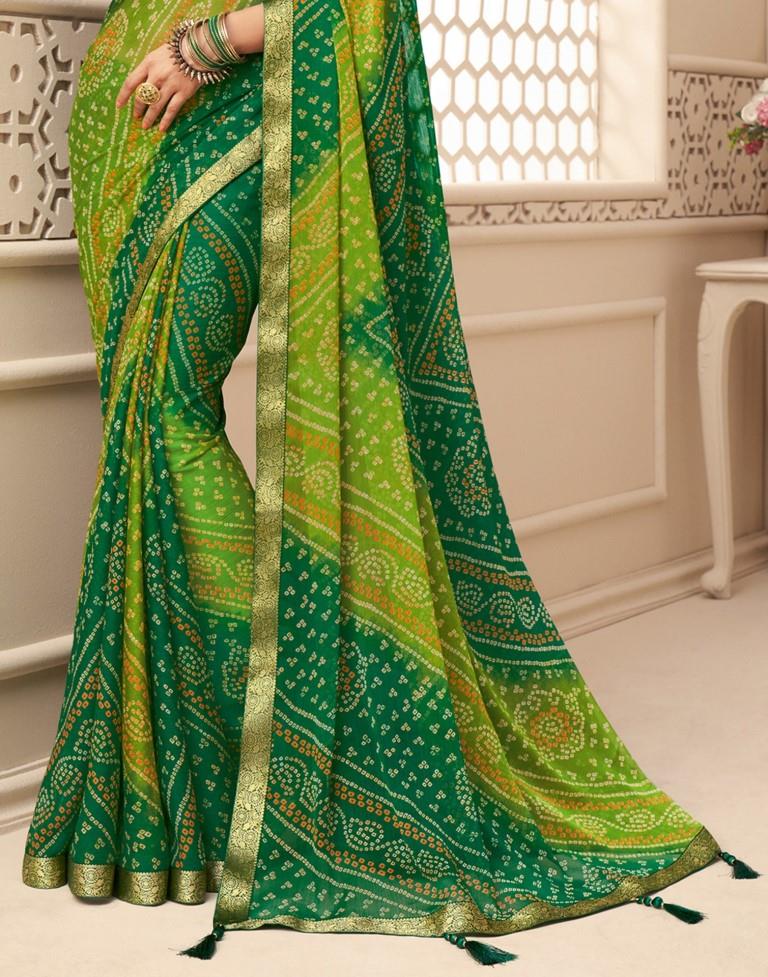 Green Bandhani Saree