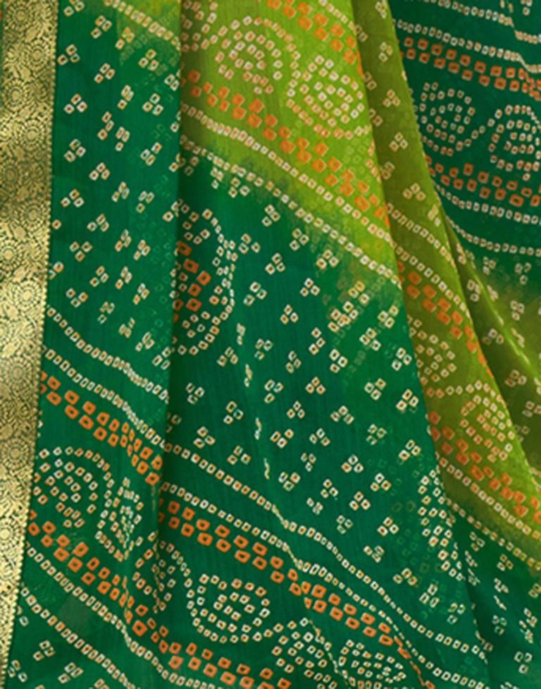 Green Bandhani Saree