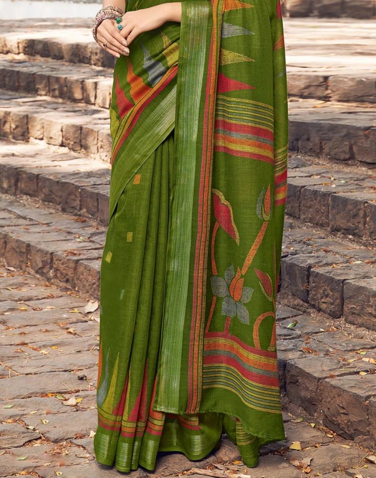 Green Linen Saree