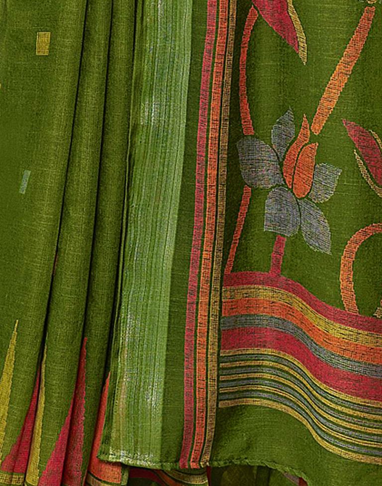 Green Linen Saree