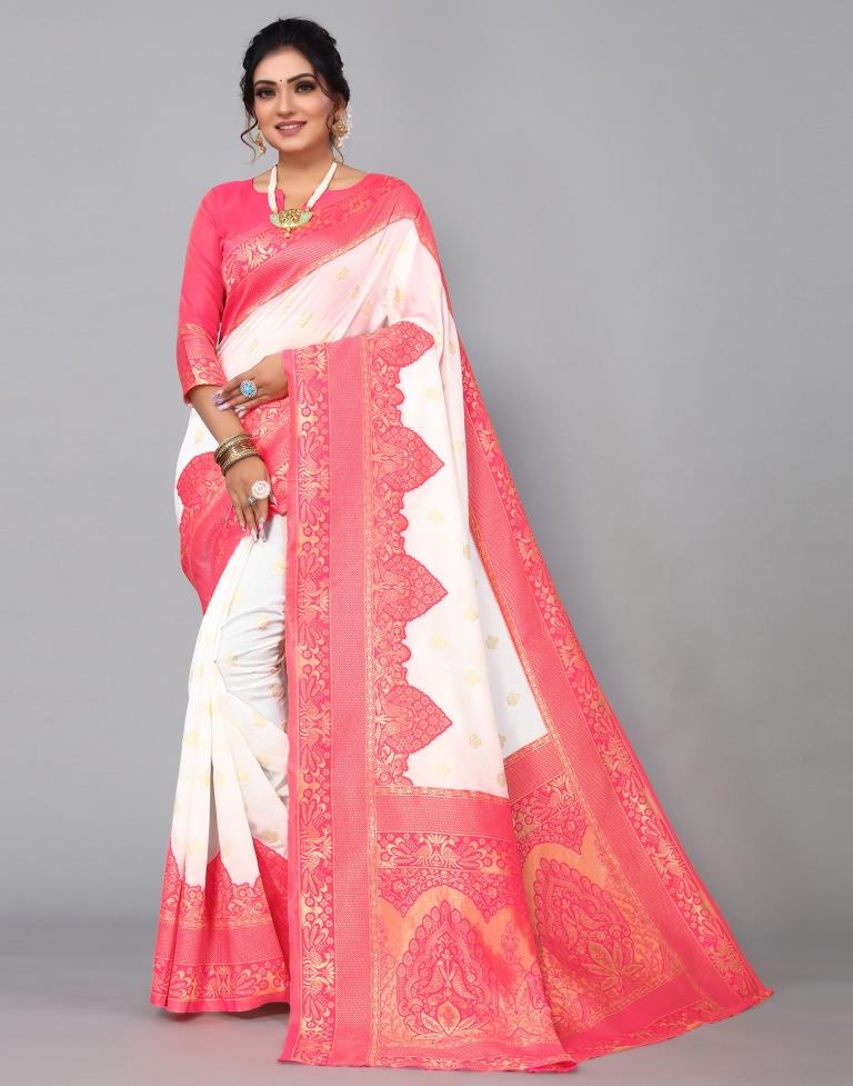 Off White Weaving Silk Saree