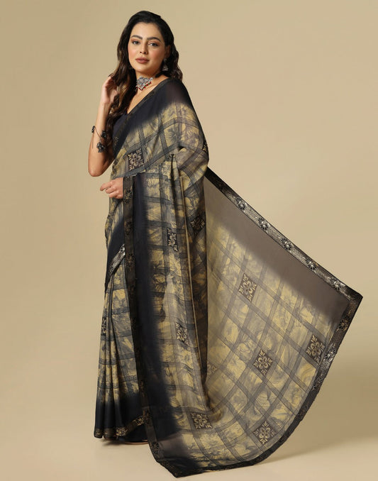 Black Printed Saree