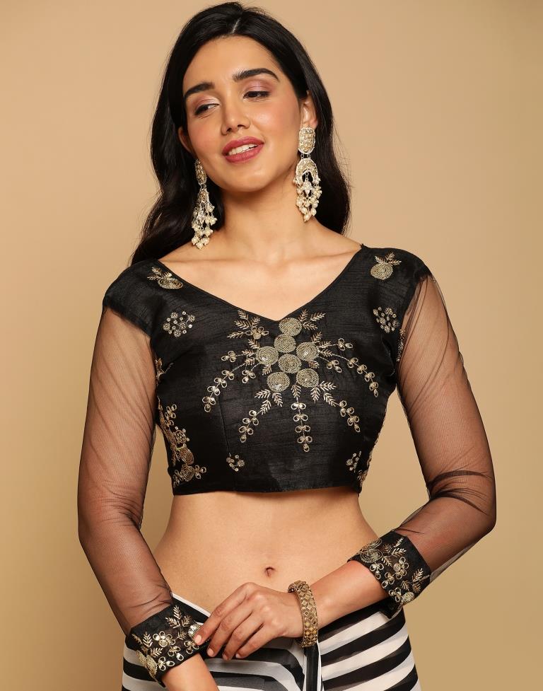 Black Georgette Printed Saree