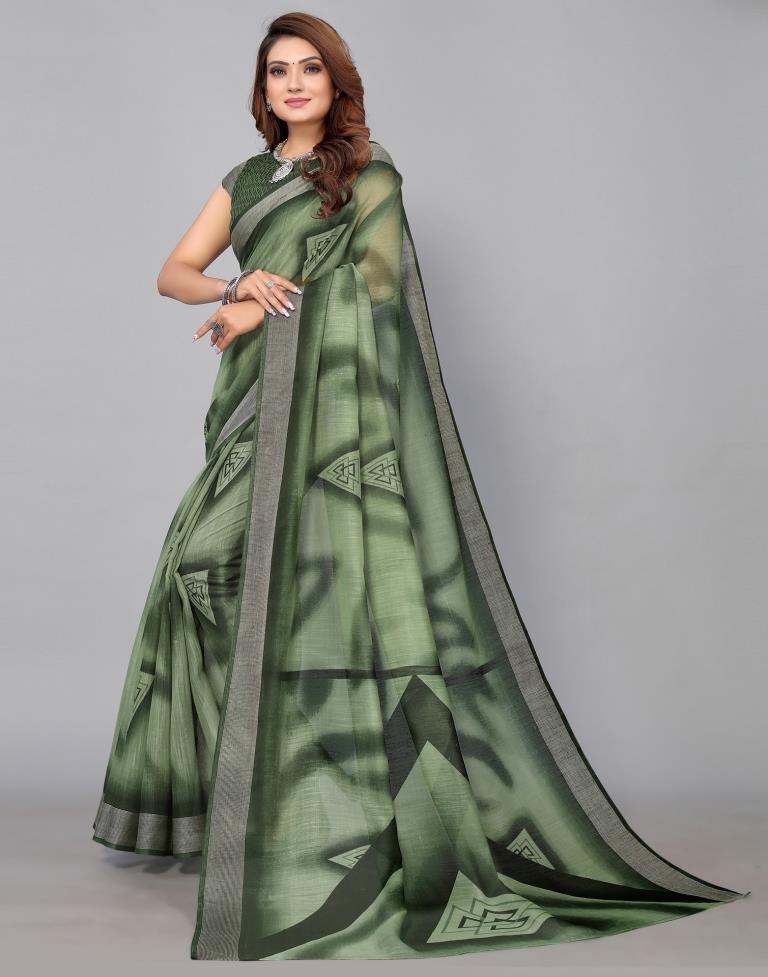 Green Cotton Saree