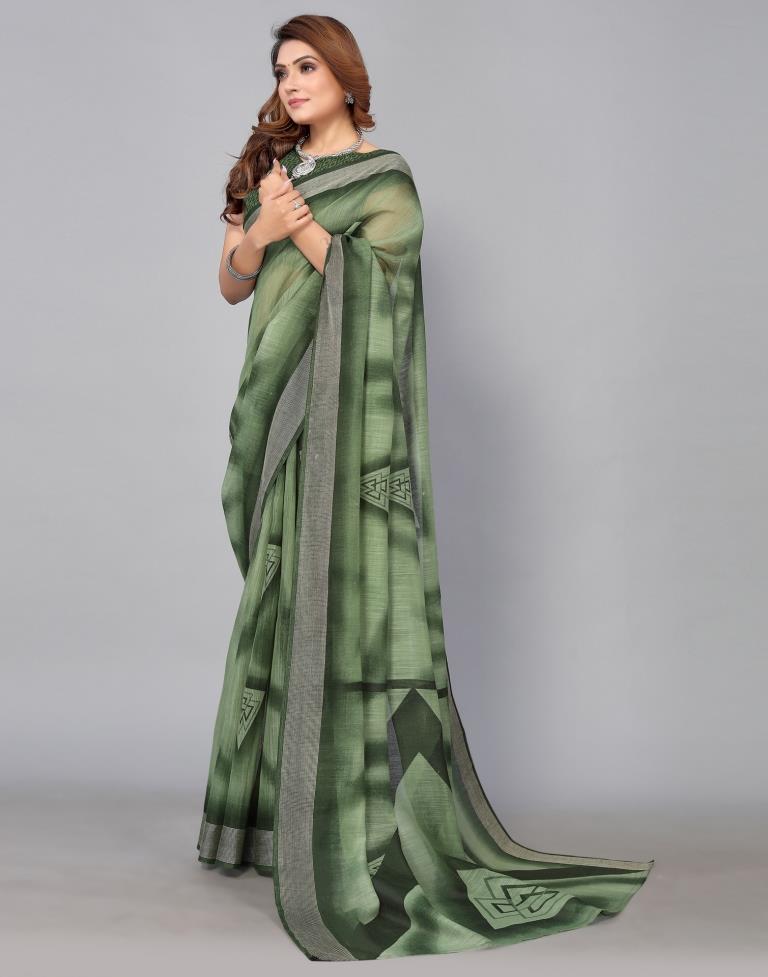 Green Cotton Saree