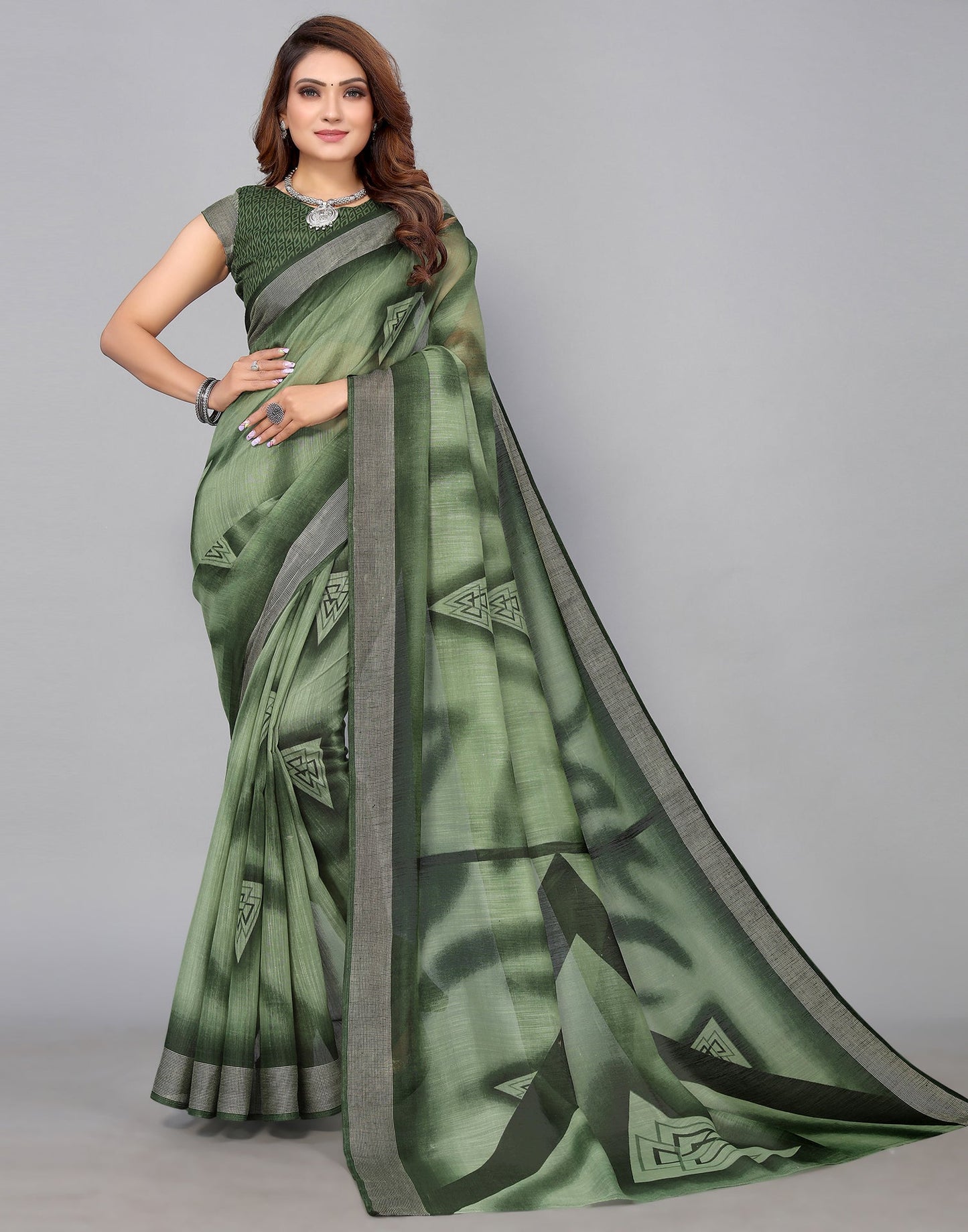 Green Cotton Saree