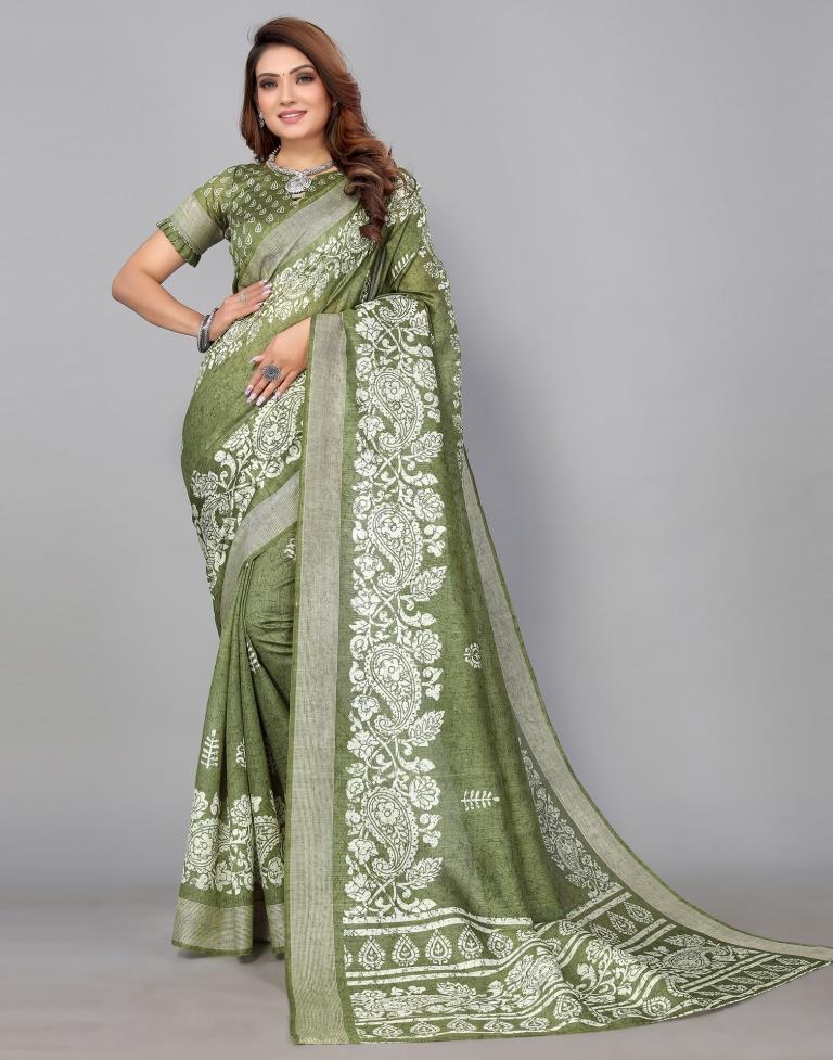 Green Cotton Saree