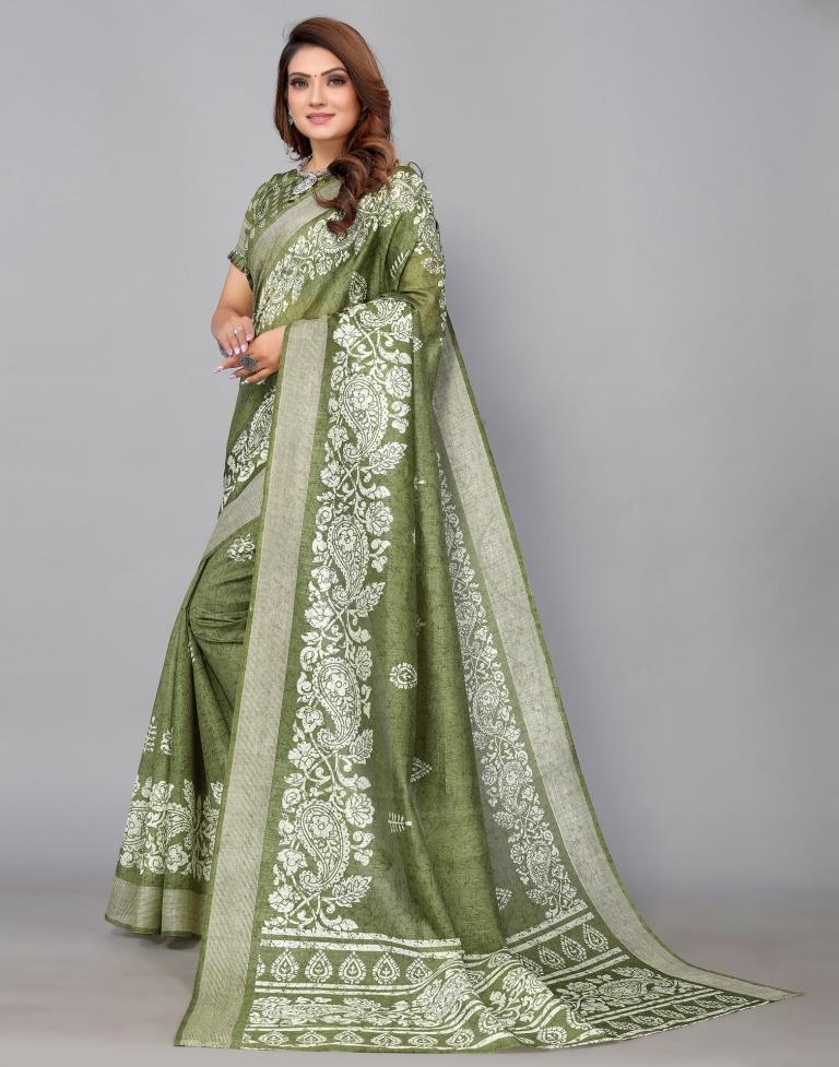 Green Cotton Saree